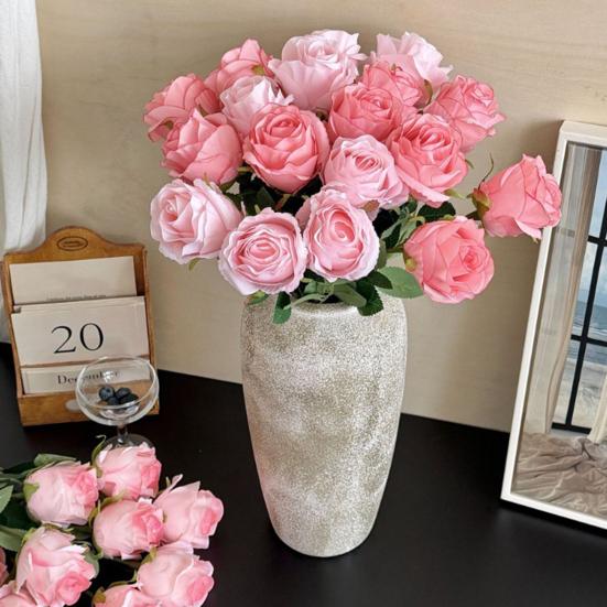 Artificial Rose Flower, Long Stem Fake Silk Roses for DIY Bridal Bouquet, Wedding Party Centerpiece, Home Table Decor