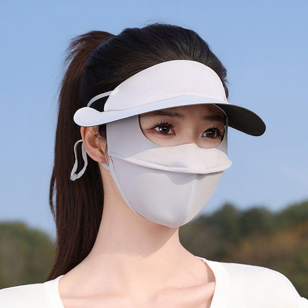 Ear Loop Sunscreen Mask with Hat-Brim Women's Protective Face Towel Fashion Face Cover  Summer