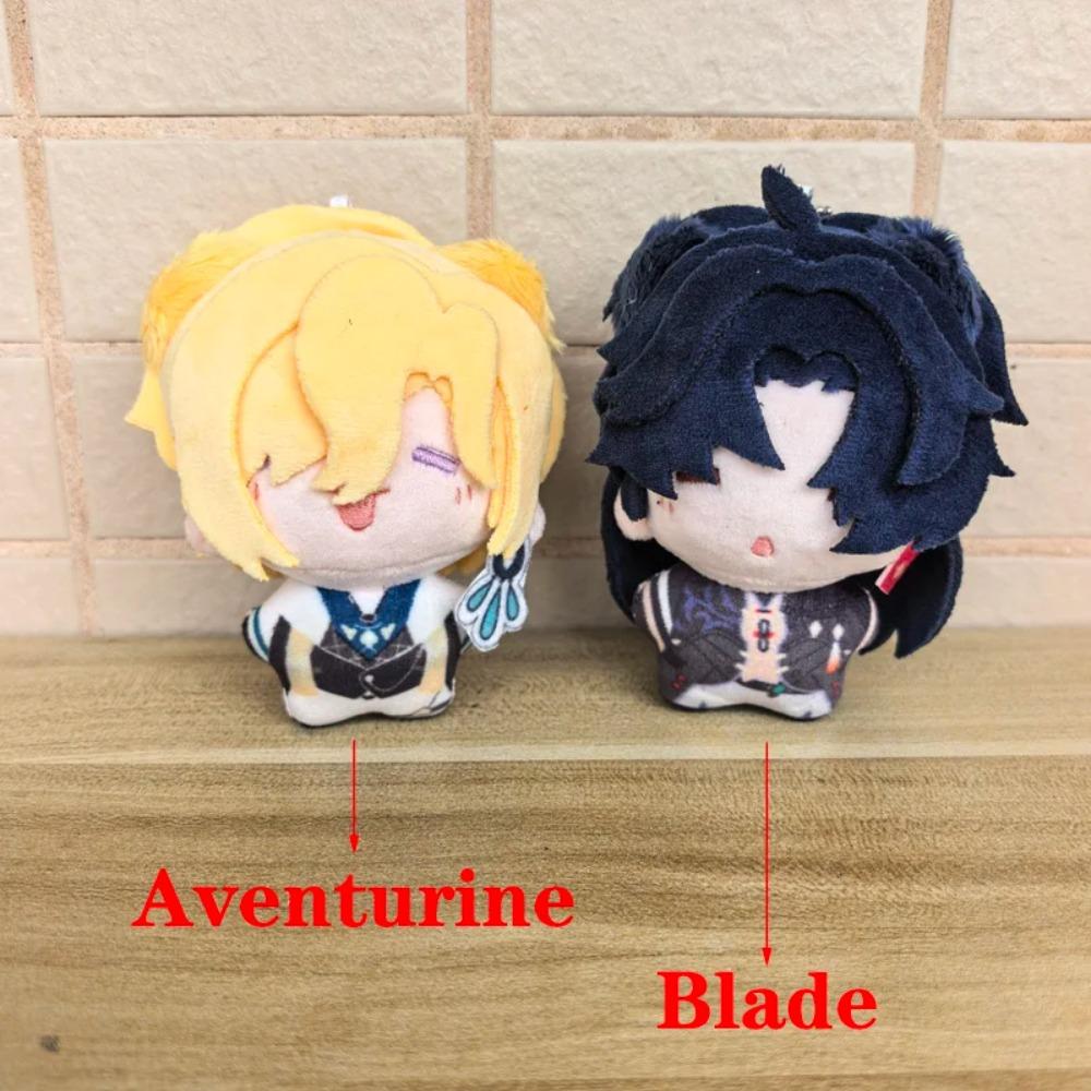 10cm Big Head Cute Honkai Star Rail Smile Aventurine and Blade Cartoon Plush Toys Anime Game Character Plushie Doll Bag Keychain
