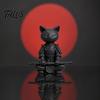 Cat Themed Home Decor 3D Printed Knight Figurine, Meditating Desk with Zen Warrior Pose, Showcase Ornament Minimalist Frosted Animal Sculpture
