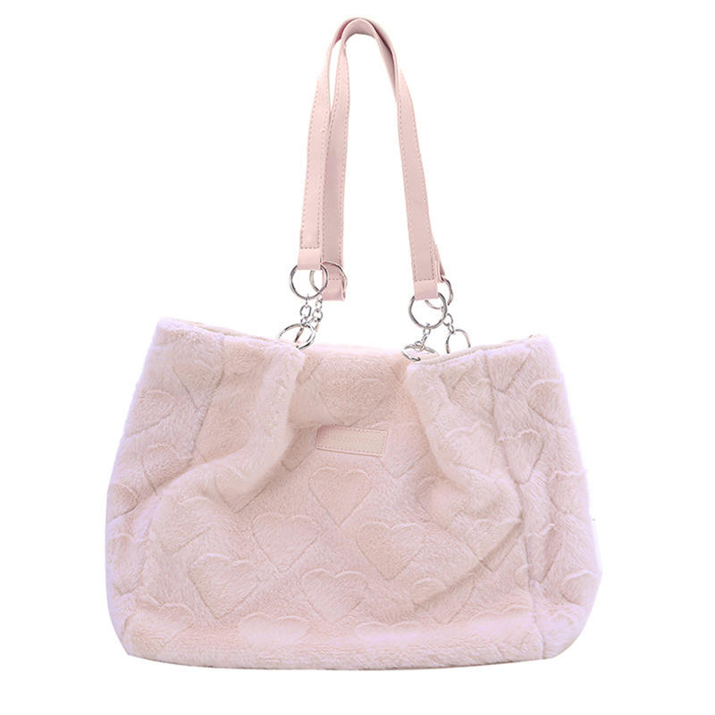 

Plush Commuter Shoulder Bag With Large Capacity For Simple Casual Daily Street Trend And Carry Use One Size розовый