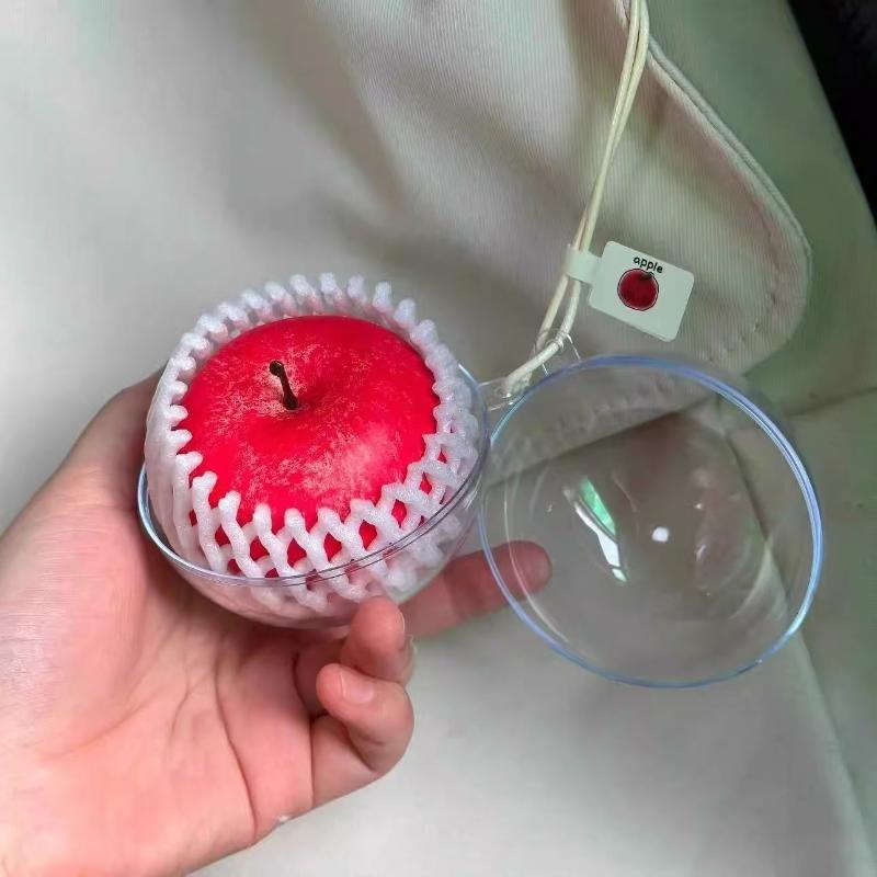 2026 Christmas Alloy Resin Red/Green Apple Pendant Keyring Handbag Decoration Keychain Handmade Jewelry Accessories