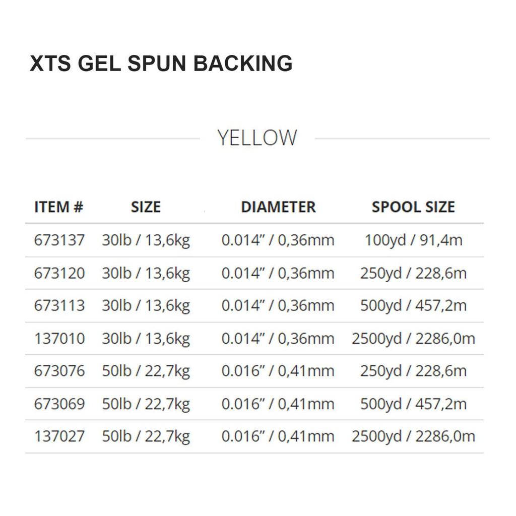 Scientific Anglers TIEMCO Fly Line with XTS Gel Spun Gel Spun 72030230025 Backing, Polyethylene, 250yd, 30lb, Yellow,