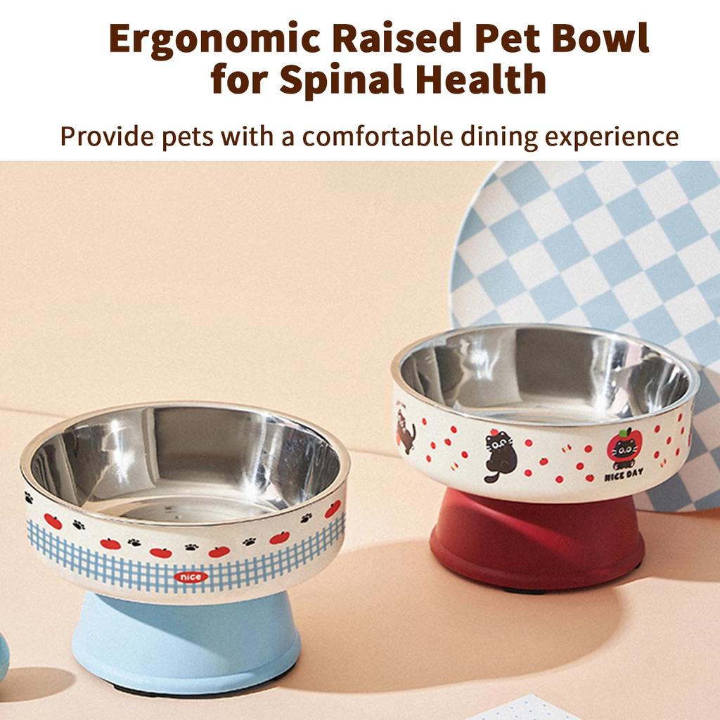 New Cat Bowls Pet Stainless Steel Bowls Cat High Foot Neck Protection Bowls Dog Large Capacity Feeding Device Dog Bowls Pet Bowl
