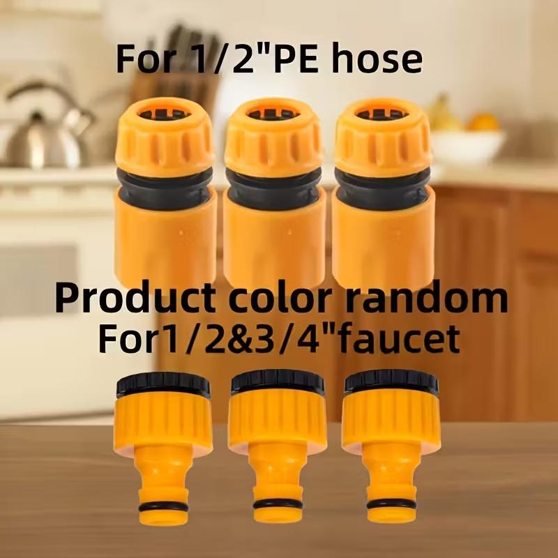 6pcs Universal Hose Quick-Connect Fittings Threaded Tap Adapters For Outdoor Vehicle Maintenance Garden Irrigation