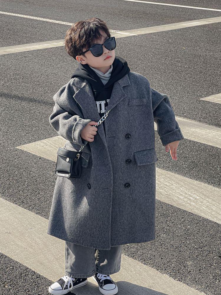 Children's Double-Sided Cashmere Wool Coat for Boys and Girls - New 2025 Winter Jacket for Spring, Autumn, and Winter.