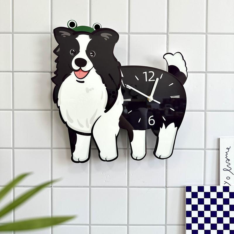 Cartoon Dog Creative Decoration Wall-mounted Clock, Living Room Pet Store Swing Style Wall Clock Ornament