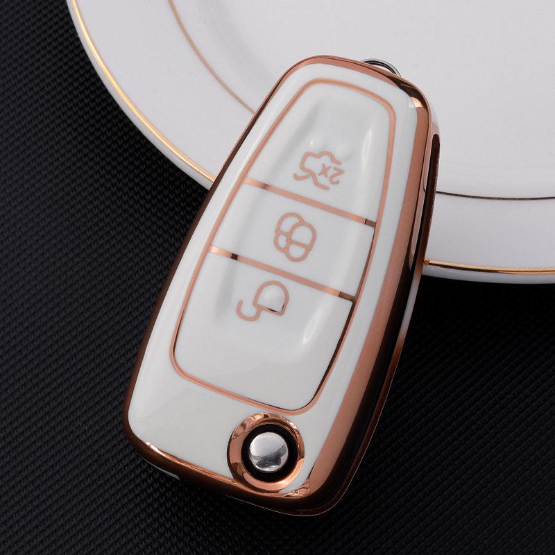Key Case for Ford 2013-2019 Kuga & 2012-2018 Focus with Gold Trim