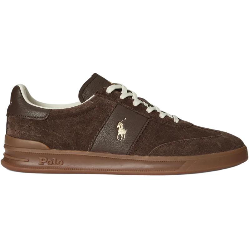 Polo Ralph Lauren Heritage Area Leather Round Toe Lace-Up Low-Top Sneakers Men Sneakers Brown 809973707001