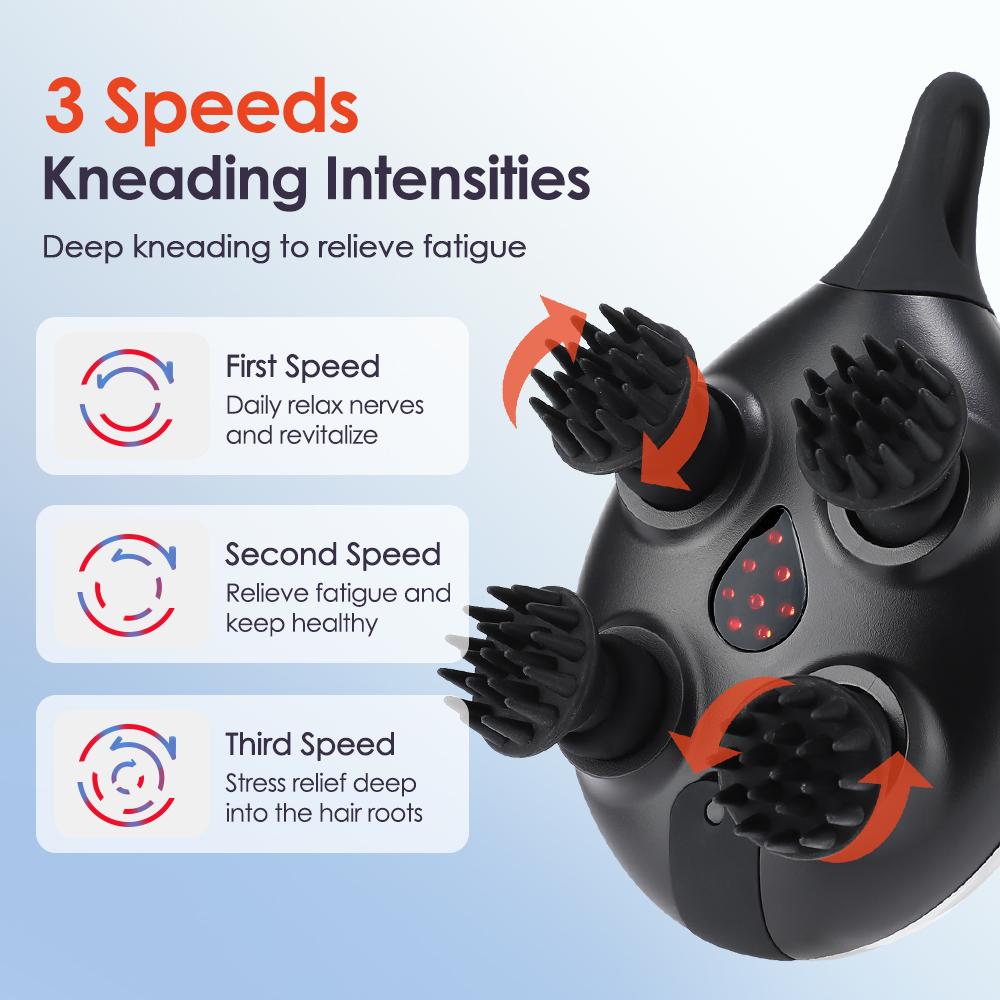 3 Gears Electric Head Kneading Massager Antistress Relax Body Neck Massage Promote Hair Growth Body Stress Relax Scalp Massager