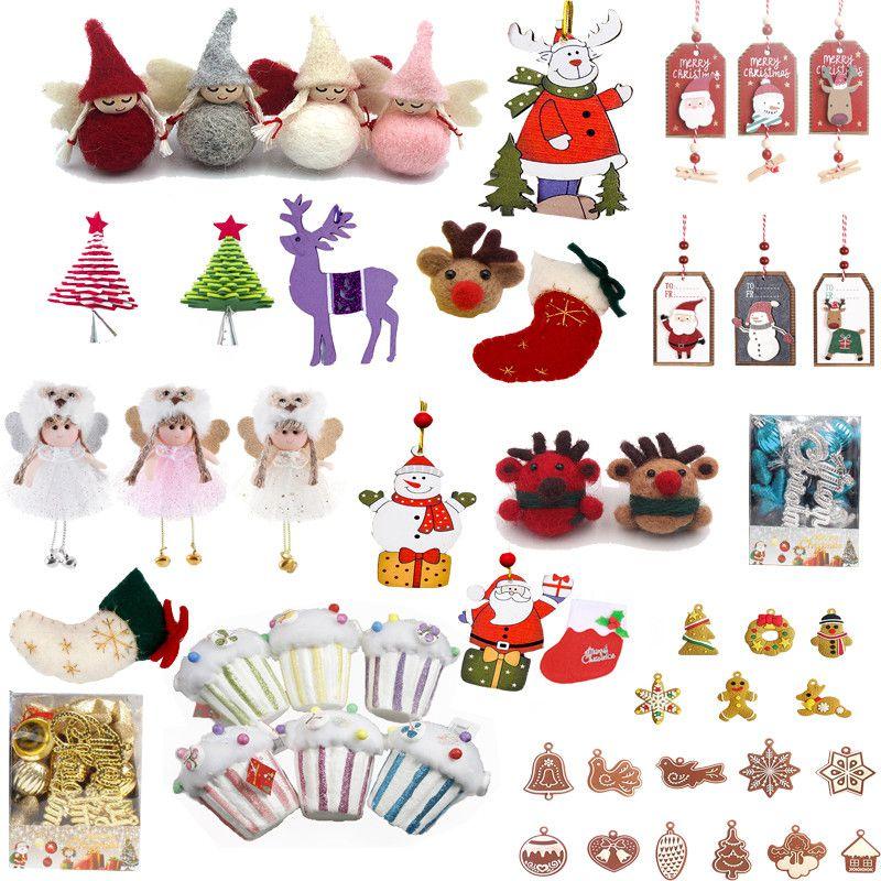 Bezaubernde Weihnachtsdekorationen aus Filz und Holz mit entzückenden Figuren für einen fröhlichen Weihnachtsbaum