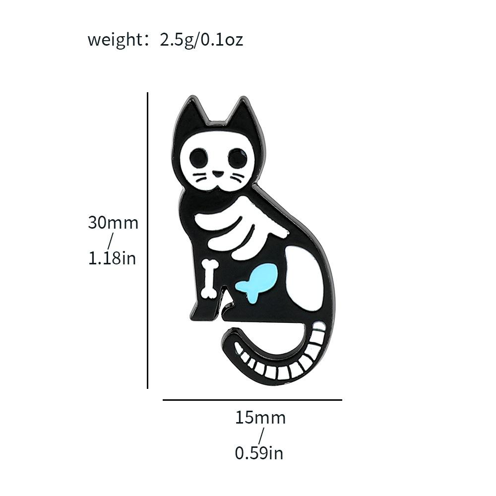Personalized creative dark skeleton kitten brooch Halloween series puppy bird skeleton metal badge pin