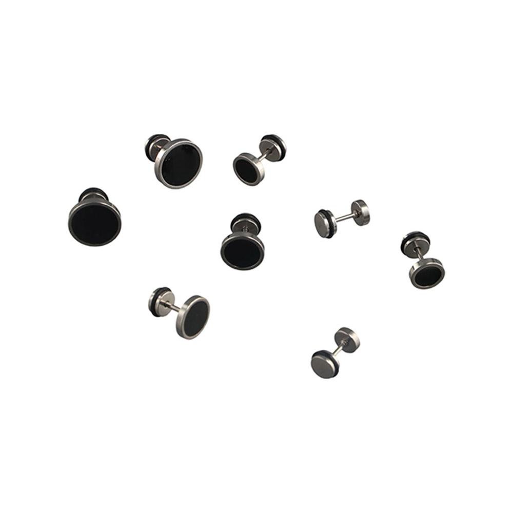 Street Wear Hip Hop Earring Solid Color Fashion Stud Earring Retro Round Black Stud Earrings  Men