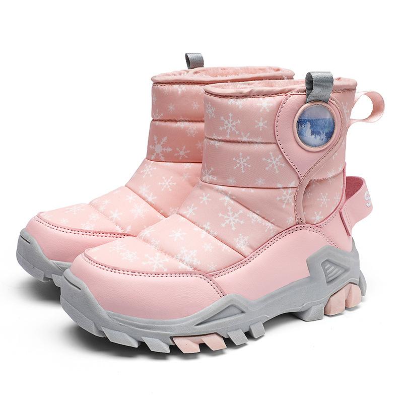 Children's Snow Boots with Thick Waterproof Design, Boys' Anti-slip Cotton Shoes, Girls' Cotton Boots