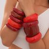 Exaggeration Red Statement Resin Bangles for Women Geometric Irregular Chunky Wide Smudging Bracelet Charming Couple Jewelry