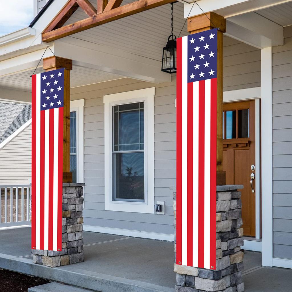 Patriotic Hanging Door Banner Set with Star and Stripe Design for Indoor Outdoor Entrance Decor 30x180cm Durable Material