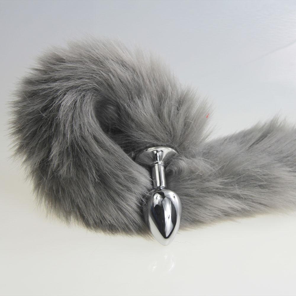 Gray Fox/Dog Tail Metal Furry Anal Plug Sexy Toys Butt Plug BDSM Flirt Anus Plug For Women WILD Cat Tail Adult Toy Stim