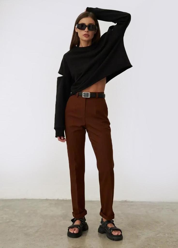 Свитшот хлопковый укороченный с разрезами