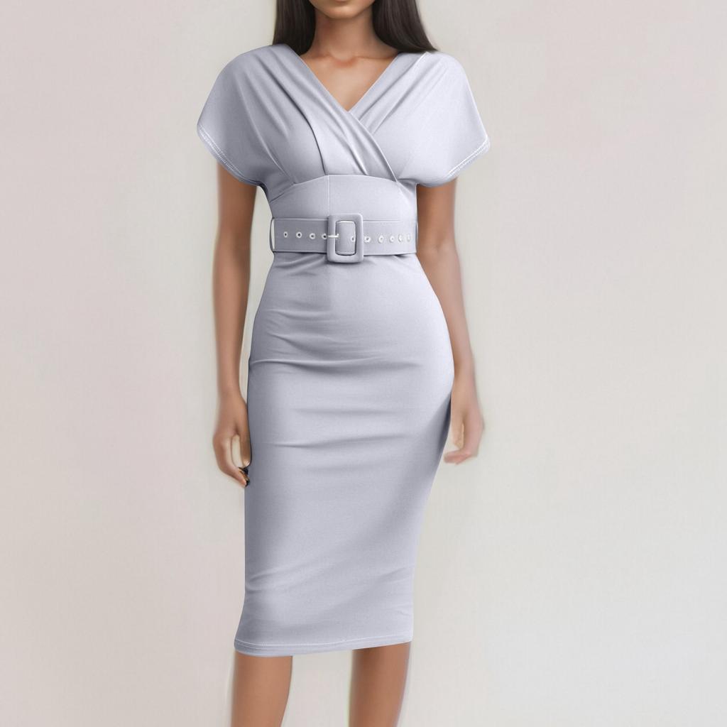 Robe décontractée à la mode pour femmes, épaules dénudées, taille haute, avec ceinture