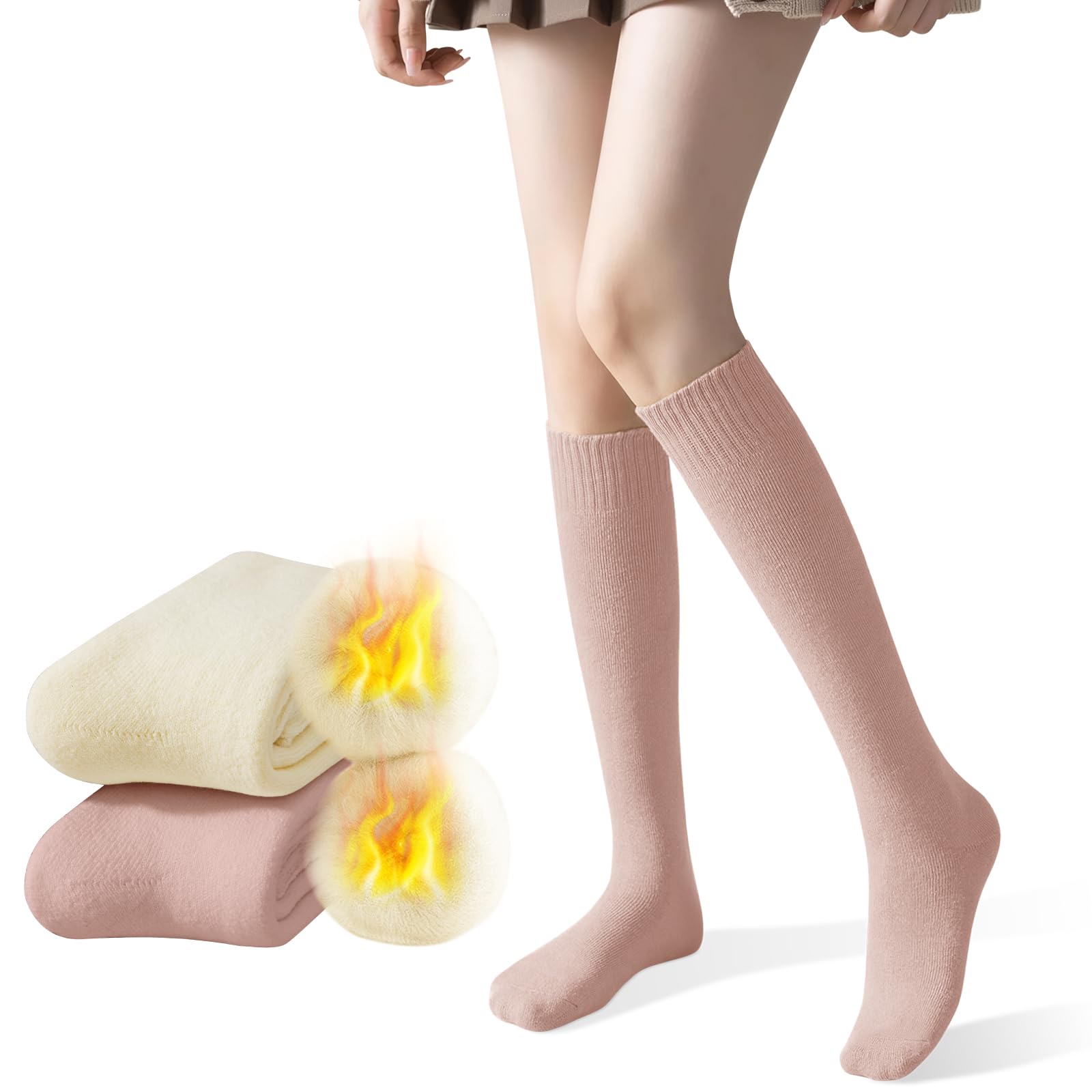 

Candybay Пушистые зимние носки Махровые Мгновенное тройное тепло и уют Школьные носки с антибактериальным эффектом и сохраняющие ноги Комплект из 2 штук Красная фасоль Женские гольфы