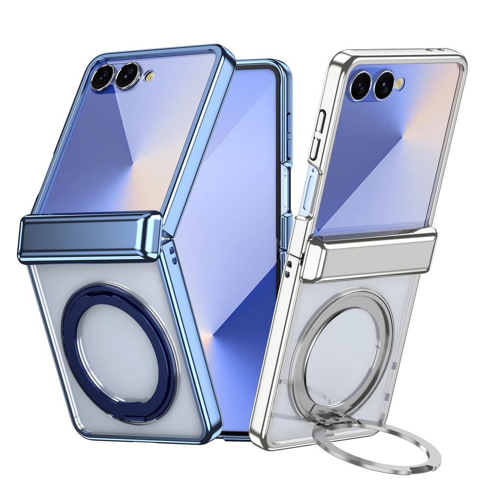 Supporto ad Anello Rotante Cornice Placcata con Custodia Magnetica per Telefono Per Samsung Z Flip 7 flip7 Galaxy Z Flip7 Copertura di Protezione per Obiettivo