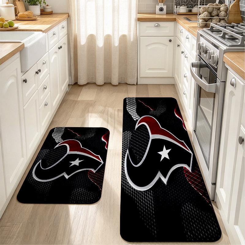 Houston Texans Flannel Kitchen Mat Christmas Soft Area Rug Non Slip Floor Carpet Home Decoration