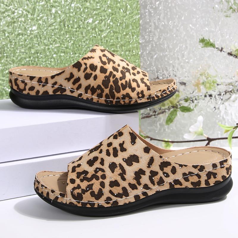 Fashion Women's Fashion Shoes Summer Open-toed Women's Slippers Comfortable Lightweight Wedge Shoes Classic Printed Platform Slippers
