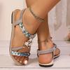 Fashion Summer Braided Band Flat Sandals for Women Fashion Flower Decor Beach Shoes Woman Lightweight Soft Sole Casual Sandalias Mujer