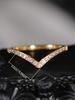 1 Piece Stainless Steel 18K Gold European and American Light Luxury V-shaped Ring Inlaid with Rhinestone Finger Ring