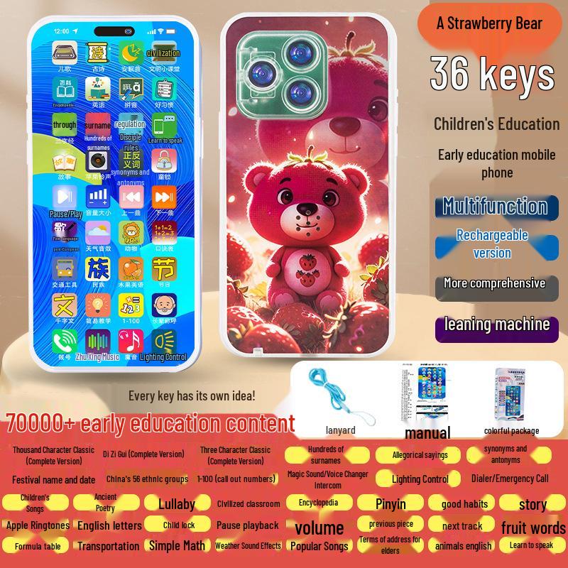 Rechargeable Smart Toy Phone: Educational Story & Music Machine for Kids