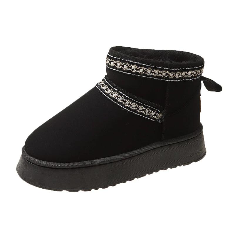 fashion Women's Shoes 2024 Brand Slip-on Women's Boots Fashion Round Toe Daily Boots Women Autumn Short Plush Keep Warm Snow Boots