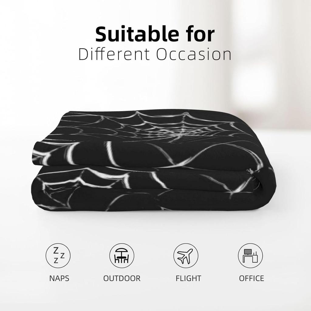 Gotische Spinnennetzdecke - Halloween-Themenüberwurf für Goth-Zimmerdeko, Schwarze Horror-Decke, Weicher Flanell für Couch, Bett und H