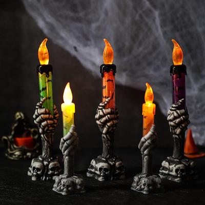 LED Halloween Skull Hand Pumpkin Candle Lamp - Festive Night Light Decoration Prop