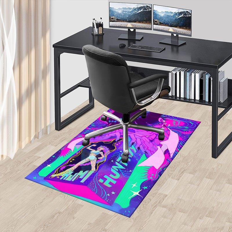 

Neon Fantasy: Fumi & Hunter Art Print Offic Chair Mat, K-pop Theme Carpet, Non-slip, Soft and Durable Leisure Rug for Interior Decoration, 60cm by 90cm
