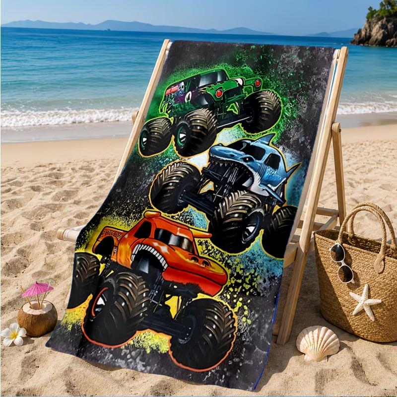 Mon-ster Truck Abenteuer Strandtuch, Super Weiche Mikrofaser, Perfektes Geschenk für Sie/Ihn, Geburtstag, für Pool, Strand, Reisen, Dekoration Strandparty