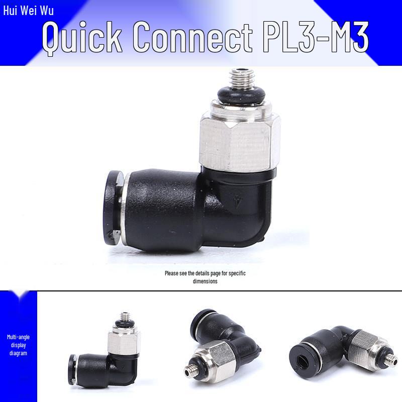 Pneumatischer Mini-Luftschlauch Schnellkupplungs-Winkelstück für M3/M5/M6 Gewinde, 3/4/6mm Schläuche