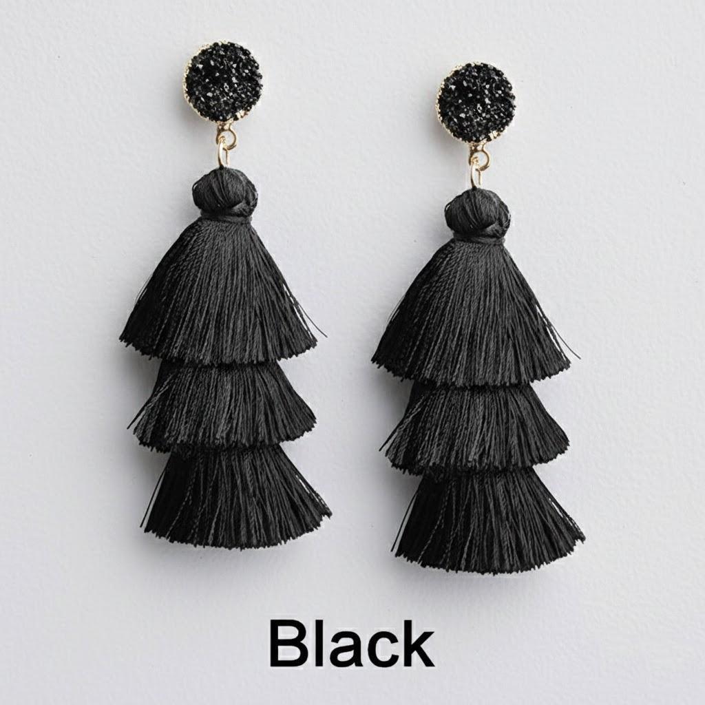 Bohemian Tassel Earrings Colorful Layered Dangle Drop Jewelry Gift for Women Christmas Birthday Party