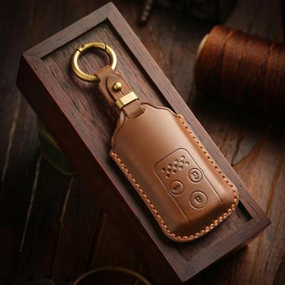 [Honda] Car Key Cover Keychain Cowhide Handmade Suitable for Fit Civic Accord Pilot CRV HRV Odyssey5