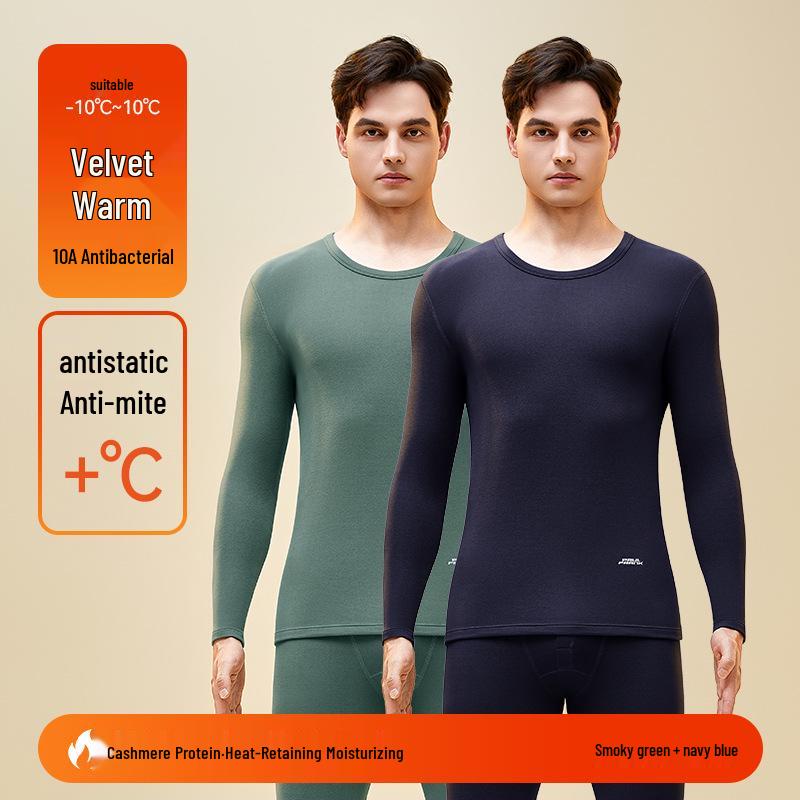 Men's Woolen Thermal Underwear Set: Autumn & Winter Fleece Pants & Top