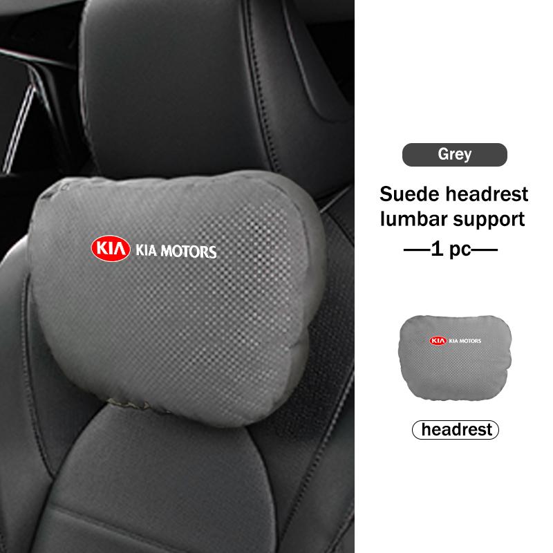 BBEI1 Car Styling Soft Suede Headrest Neck Support Seat Breathable Waist Pad Pillow Mat For KIA Sorento Stinger Soul Spectra Niro