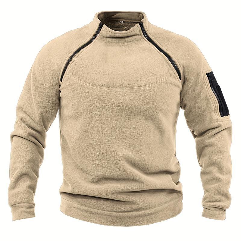 Pullover Tattico da Uomo Casual Militare Felpa Giacca in Pile Collo Alto Pullover Tinta Unita Maglione Abbigliamento Antivento