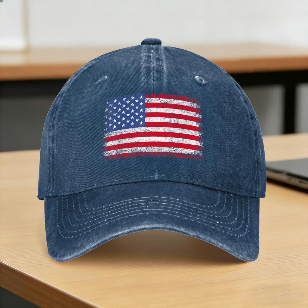 Patriotic USA Flag Th of July Washed Baseball Cap Fitted Retro Sun Trucker Hat Spring Women Unisex Running Hippie Baseball Caps