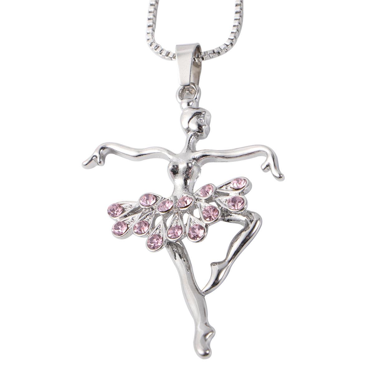 Crystal Red Ballet Necklace Elegant Ballerina Shape Pendant Gift for Family Friends Alloy Ballet Necklace красный