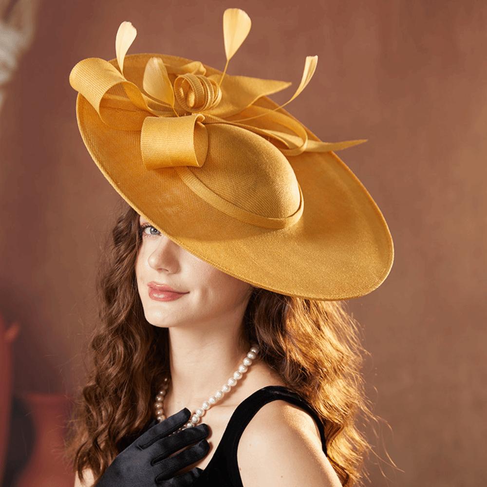 With Headband Tea Party Hat Wide Brim Derby Hat New Women Fascinator Hats  for Church Event