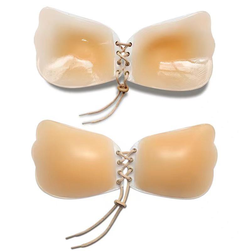 Winged Invisible Push-Up Nipple Covers for Large Breasts - Anti-Sagging, Breathable, Strapless Enhancement Bra