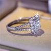 Luxury Female White Zircon Stone Engagement Ring Vintage Silver Color Wedding  For Women
