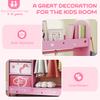 Kids Clothes Rail, Kids Wardrobe with Mirror, Shelves, Fabric Storage and Hooks for Bedroom, Nursery, Pink