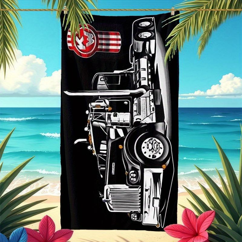 1PC Truck Driver Beach Towel, Polyester Quick Dry Towel, Lightweight & Soft for Swimming & Travel, Unisex, Ideal for Beach, Surf