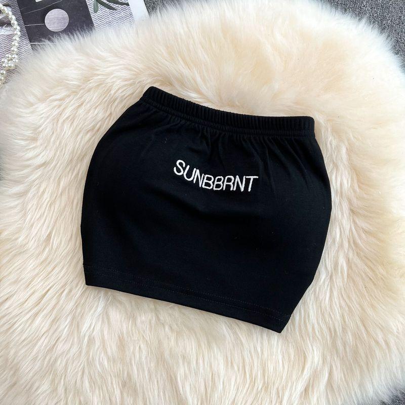 

Fashion Sexy Sexy Letters Crop Top Tube Top Vest for Women Outwear Western Style Tube Top Short Type Underwear Top Summer Black All yards