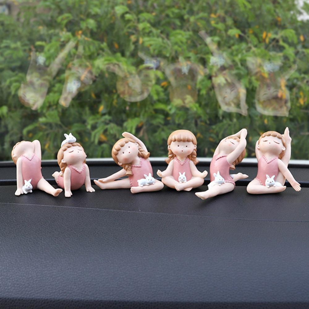 Multicolor Resin Sculpture Little Yoga Girl Home Decorative Ornaments Figurines Miniature Crafts Gifts Car Console Decoration
